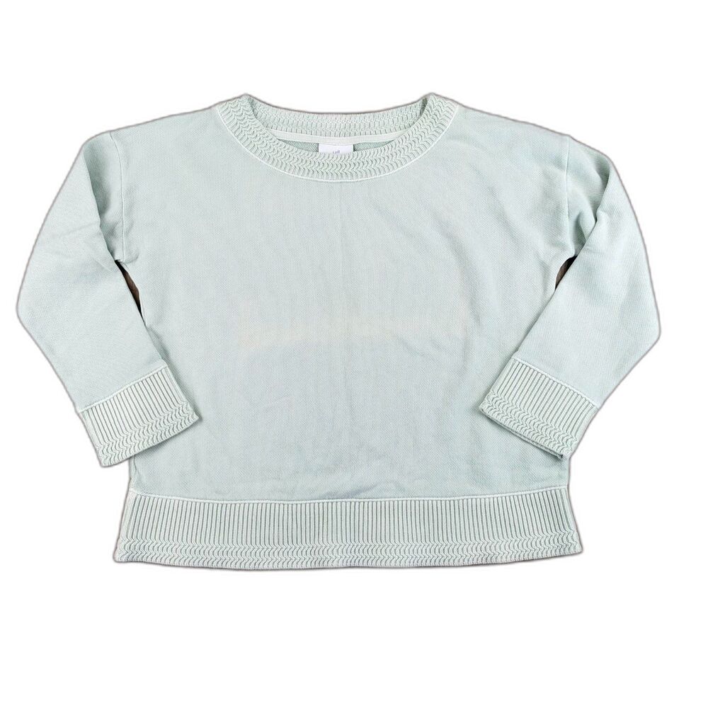 J. Jill Women's XS Petite Mint Green Ribbed Knitted 3/4 Sleeve Sweater Sweatshir